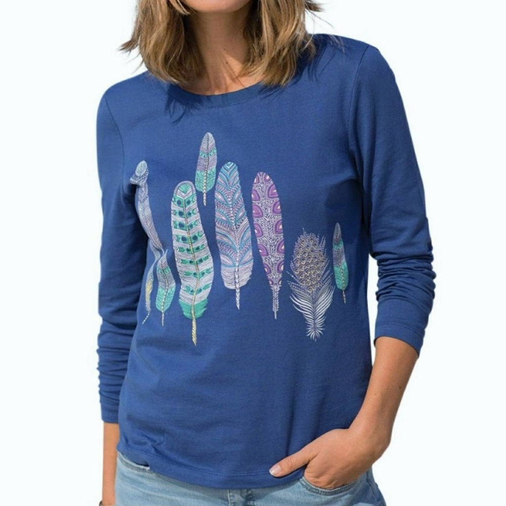 SAHALIE Feather Long Sleeve Tee Cotton